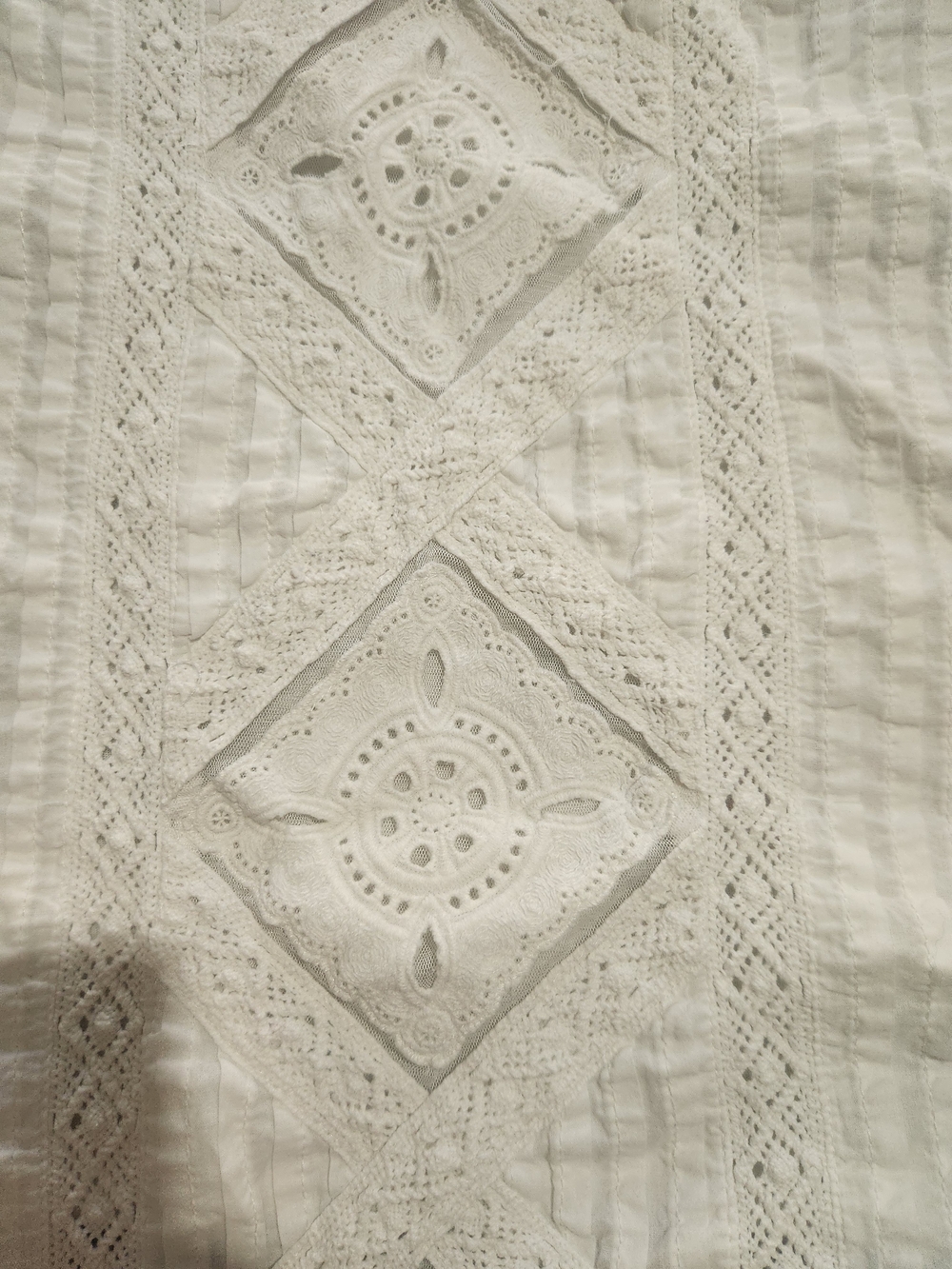 Lauren Ralph Lauren White Crochet-Trim Scoop Neck Women's Top - Picture 4 of 7